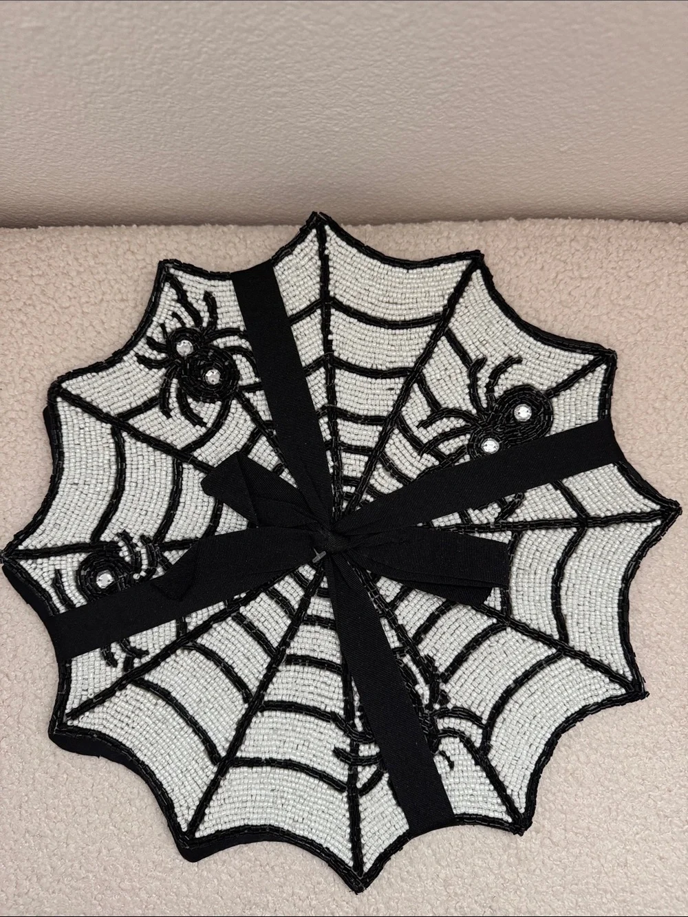 Rachel Zoe Black and White Beaded Spider Web Placemats